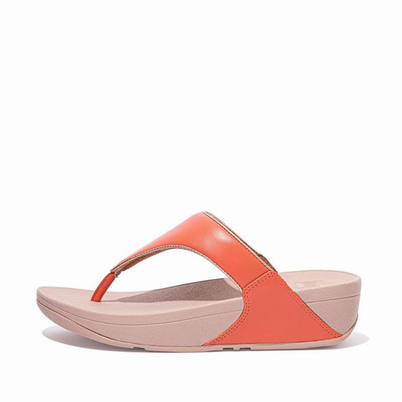 FitFlop Women's LULU Leather Toe Post Sandals - Coral Pink (TQNIM-2394)